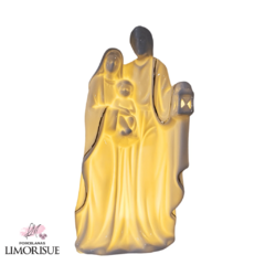 Sagrada Família de Porcelana com Led e detalhes em Ouro 21cm. - Limorisue Porcelanas