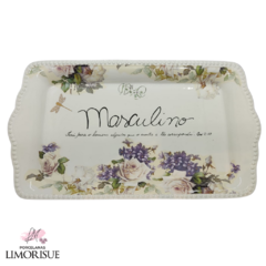 Placa de Porcelana para Toilet Masculino/Feminino Personalizada com Filete de Ouro 28cm.