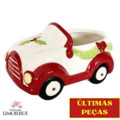 Pote Carro Bomboniere Natal Enfeite Mesa Posta Docinhos 18cm Cerâmica