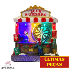 Cenário Natalino Estande de Jogos com Led e Movimento ,LUCK NUMBERS 16cm