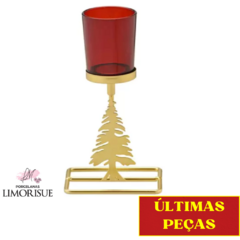 Candelabro Natalino Vermelho 1 vela 18cm