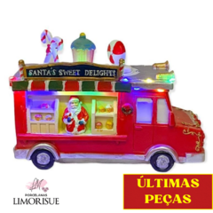 Cenário Natalino candy truck com movimento e led 25cm