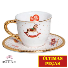 Xícara Café c/Pires Toys Christmas c/Ouro 100ml,Scalla