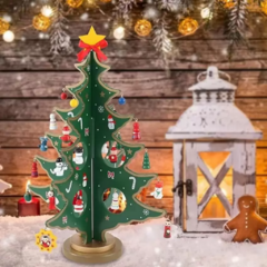 Mini Árvore De Natal Em Madeira Mdf Enfeite 3d 28 Peças - Wincy Natal - comprar online