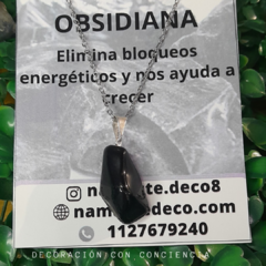 COLLAR OBSIDIANA PIEDRA ROLADA