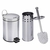 Kit Lixeira 5 litros Inox + Escova Sanitária Inox Banheiro