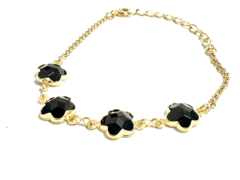 Pulseira Flor Pedra Preta - comprar online