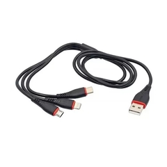 Cabo Carregador Com 3 Pontas Tripla Usb De Carregamento - Kaidi Kd-30 - comprar online