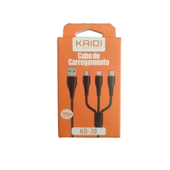 Cabo Carregador Com 3 Pontas Tripla Usb De Carregamento - Kaidi Kd-30