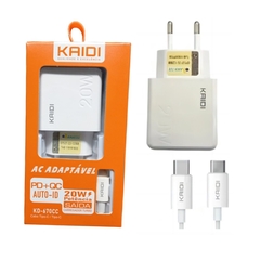 Kit Carregador Turbo Tipo C x Tipo C 3.0 Kd-670cc PD+QC 20W Kaidi - Pagno Shop