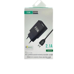 Kit Carregador celular + cabo usb V8 homologado anatel - Fam na internet