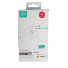 Carregador Turbo 30w Fam Pd 1 X Usb-c Qc-3.0 Universal - loja online