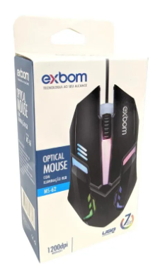 Mouse com fio USB com iluminação RGB MS-62 Exbom 1200dpi - Pagno Shop