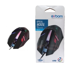 Mouse com fio USB com iluminação RGB MS-62 Exbom 1200dpi