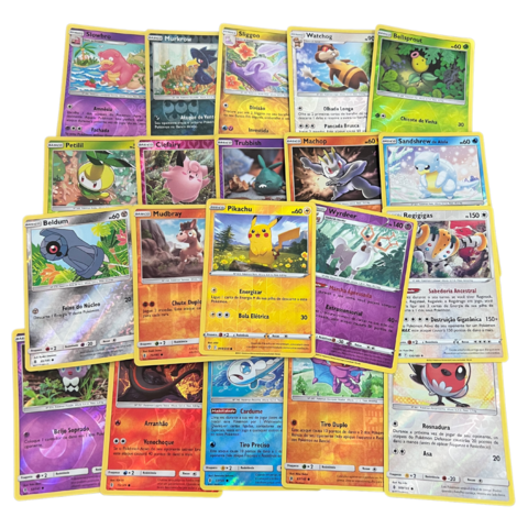 Kit Carta Pokémon 90 Energias com 10 de cada elemento (Grama, Fogo, Água,  Raio, Psíquico, Lutador, Escuridão e Fada)