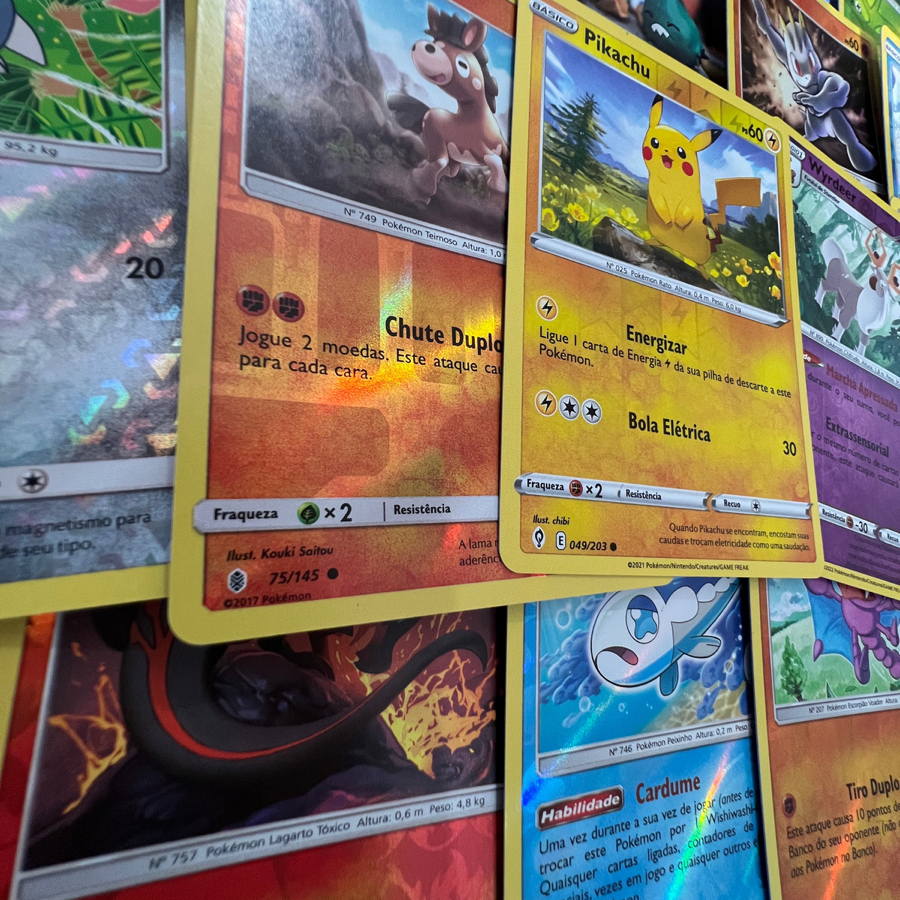 Kit 20 Cartas Pokémon Brilhantes - Pokemanos