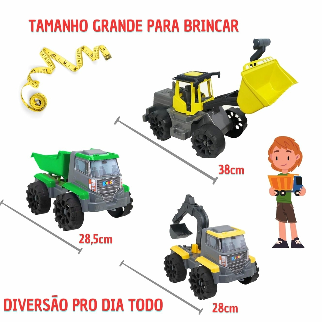 Kit de Caminhões com Trator de Brinquedo