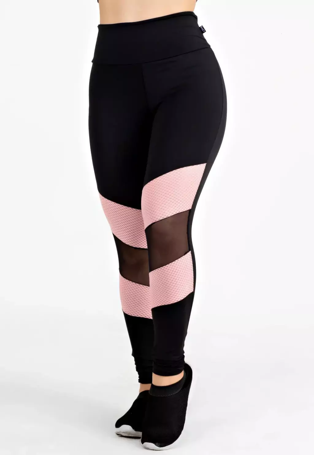 Calça Legging Fitness Preto Detalhe Transparente - Preto