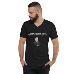 Playera Negra Cuello V - Warren Buffett Regla #1