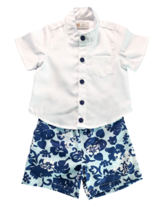 Conjunto Camisa Bermuda Tropical Azul