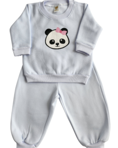 Conjunto de Moletom Panda Branco