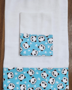 Kit Fralda de Boca e Ombro Panda Azul - comprar online