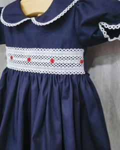 Vestido Azul Marinho Faixa Floral - comprar online
