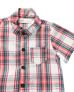 Conjunto Bermuda Camisa Xadrez Vermelho e Verde - comprar online