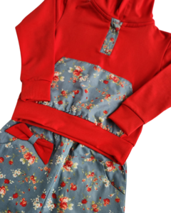 Conjunto com Capuz Floral Vermelho - comprar online