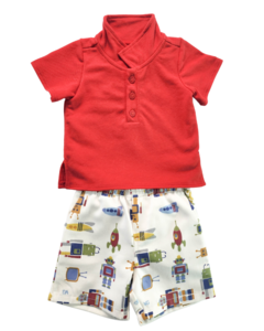 Conjunto Polo e Shorts Robô na internet