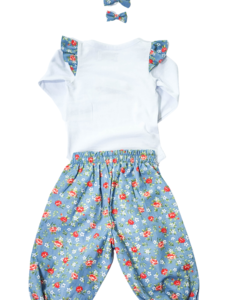 Conjunto Floral Azul - Atelie Luciana Vaz