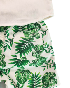 Conjunto Camisa Bermuda Floral Verde - Atelie Luciana Vaz