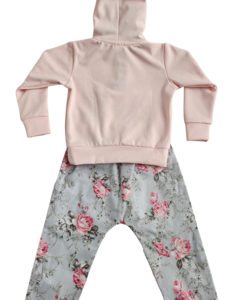 Conjunto com Capuz Floral Rose - Atelie Luciana Vaz