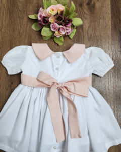 Vestido Branco Floral Rosa Claro - loja online