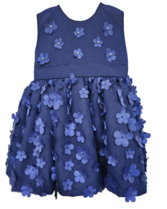 Vestido Tule Floral Azul Marinho