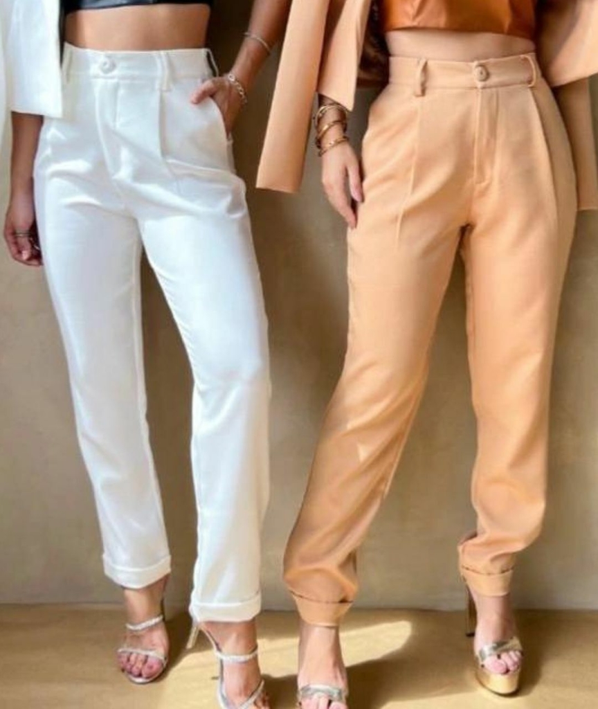 Women's beige High Waisted Pants