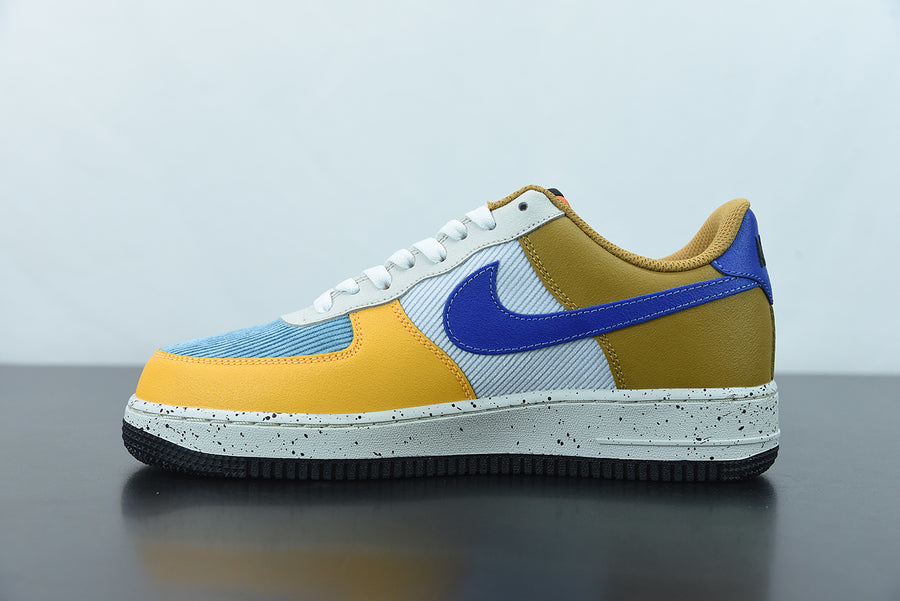 Air force 1 hot sale blue and gold