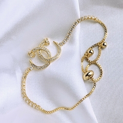 Pulseira CHANEL PREGO com ZIRCÔNIA Banho em Ouro 18K na internet