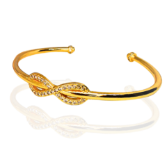 Bracelete Infinito com Micro Zircônias, Semijoia banho em Ouro 18k