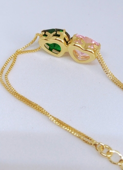 Imagem do Pulseira Coração Cravejado Vivi , Semijoia Banho em Ouro 18K