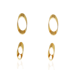 Conjunto de Brincos Argola Oval, Semijoia em Ouro 18K