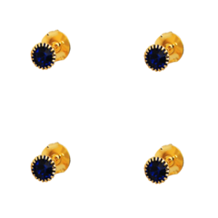 Conjunto de Brincos em Zircônia Azul Marinho ,Semijoia em Ouro 18k
