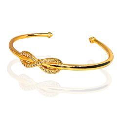 Bracelete Infinito com Micro Zircônias, Semijoia banho em Ouro 18k - Montenegro Semijoias