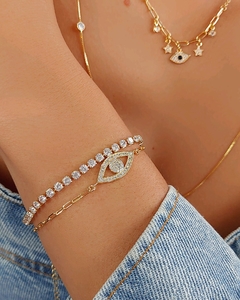 Pulseira Riviera com Zircônias com Banho em Ouro na internet