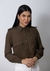 Camisa Feminina - Manga longa - Estilo militar com bolso e lapela - Crepe GGT- Cor verde musgo- Ref. CM.123.11.04