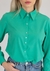 Camisa feminina manga longa em Crepe Toque de seda - Cor verde