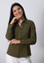 Camisa feminina manga longa - Crepe Toque de Seda - Botão metal - Cor verde oliva - Ref.CM.104.12.04