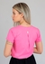 T-shirt - Blusa Manga Curta Estilo Camiseta com Decote Gola V em Crepe Toque de Seda- Cor Rosa chiclete - comprar online