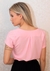 T-shirt - Blusa Manga Curta Estilo Camiseta com Decote Gola V em Crepe Toque de Seda- Cor Rosa - comprar online