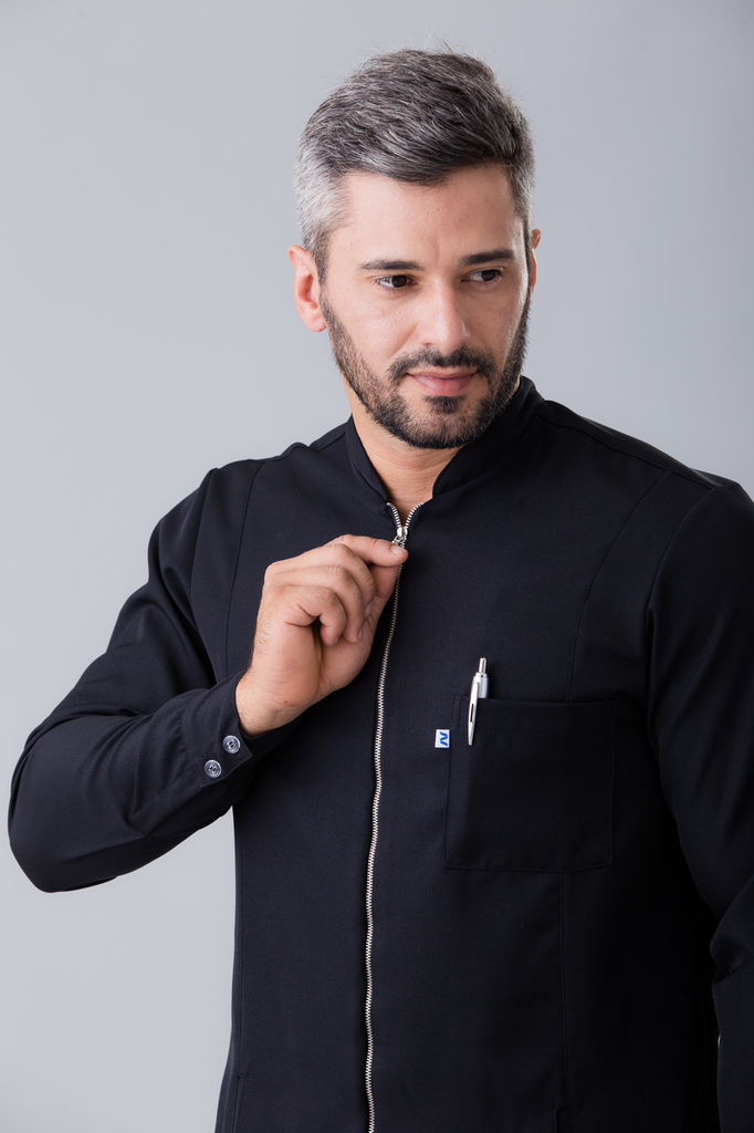 Jaleco Preto Masculino Slim - Boutique dos Jalecos